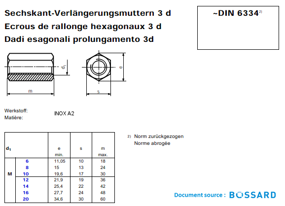 Dado Di Prolunga 3D Acciaio Inossidabile A2 Din 6334 - Dado Esagonale - Foto 6