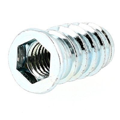 Insert Double Filet (Bois-Metrique) à Collerette HC M8X24 Acier Zingué
