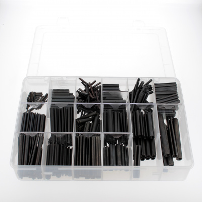 Confezione assortimento di coppiglie elastiche acciaio nero Din 1481