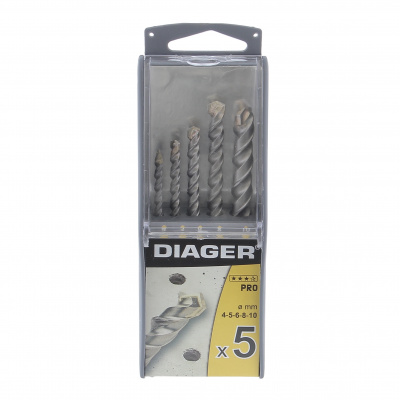 Coffret Plastique de 5 Forets Béton Super Ø 4-5-6-8-10