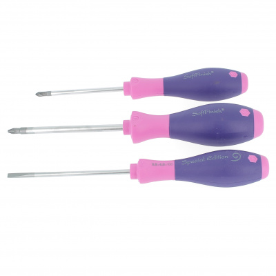 Jeu 3 Tournevis Softfinish Fente-Phillips Lames Rondes Ladies 39102
