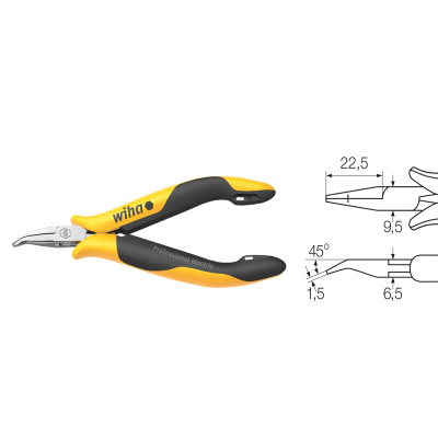 PINCE PROFESSIONAL ESD BECS DEMI-RONDS TETE COURBEE 45? 26802